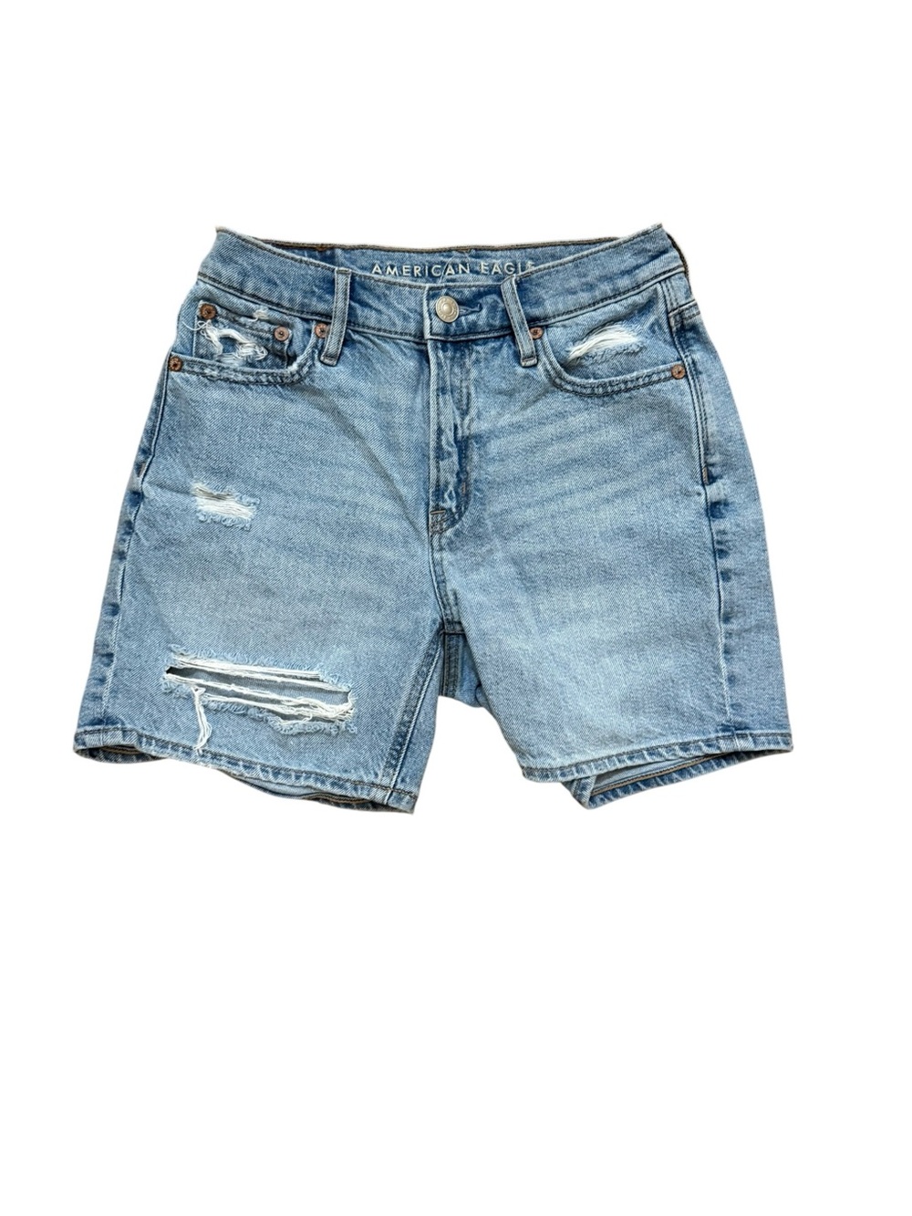 American Eagle Outfitters Light Blue Distressed Denim Shorts